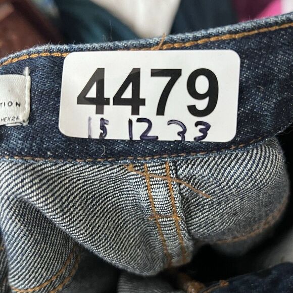 Zara Women Jeans 4 Premium Denim 30x33 Dark Wash Frayed Hem Straight Leg Classic - Picture 12 of 12